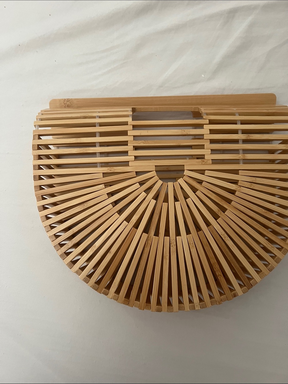Natural Bamboo Half-Moon Accent Clutch - Natural